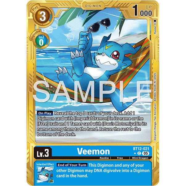 DCG [AD01-BT12-021 C] Veemon (Gold Border)