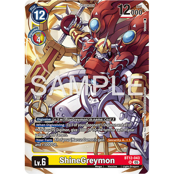 DCG [AD01-BT12-043 SR] ShineGreymon (Reprint)