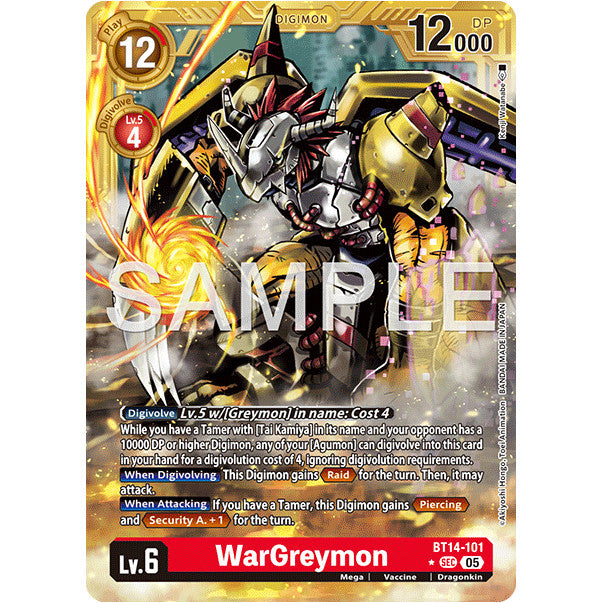 DCG [AD01-BT14-101 SEC] WarGreymon (Gold Border)