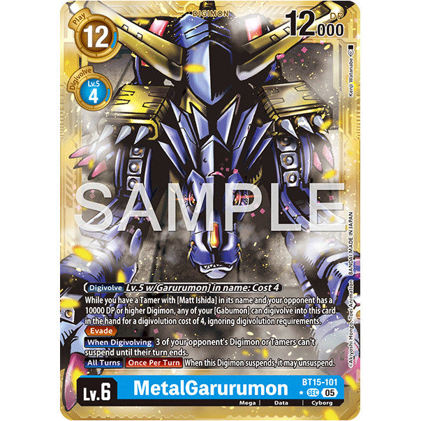 DCG [AD01-BT15-101 SEC] MetalGarurumon (Gold Border)