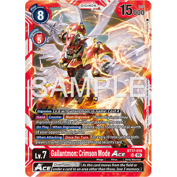 DCG [AD01-BT17-018 SR] Gallantmon: Crimson Mode ACE (Reprint)
