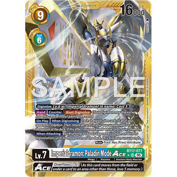 DCG [AD01-BT17-077 SR] Imperialdramon: Paladin Mode ACE (Gold Border)