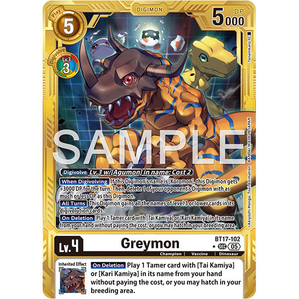 DCG [AD01-BT17-102 SEC] Greymon (Gold Border)