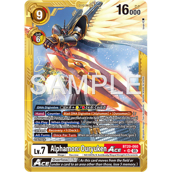 DCG [AD01-BT20-060 SR] Alphamon: Ouryuken ACE (Gold Border)