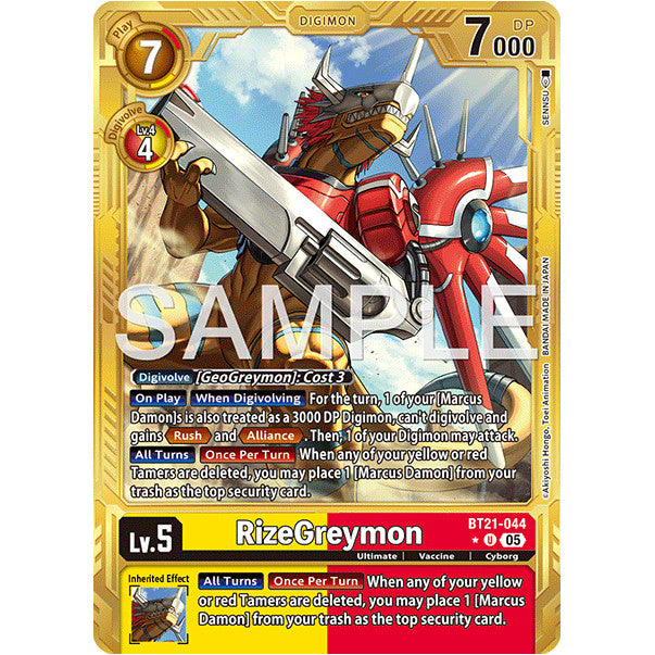 DCG [AD01-BT21-044 U] RizeGreymon (Gold Border)