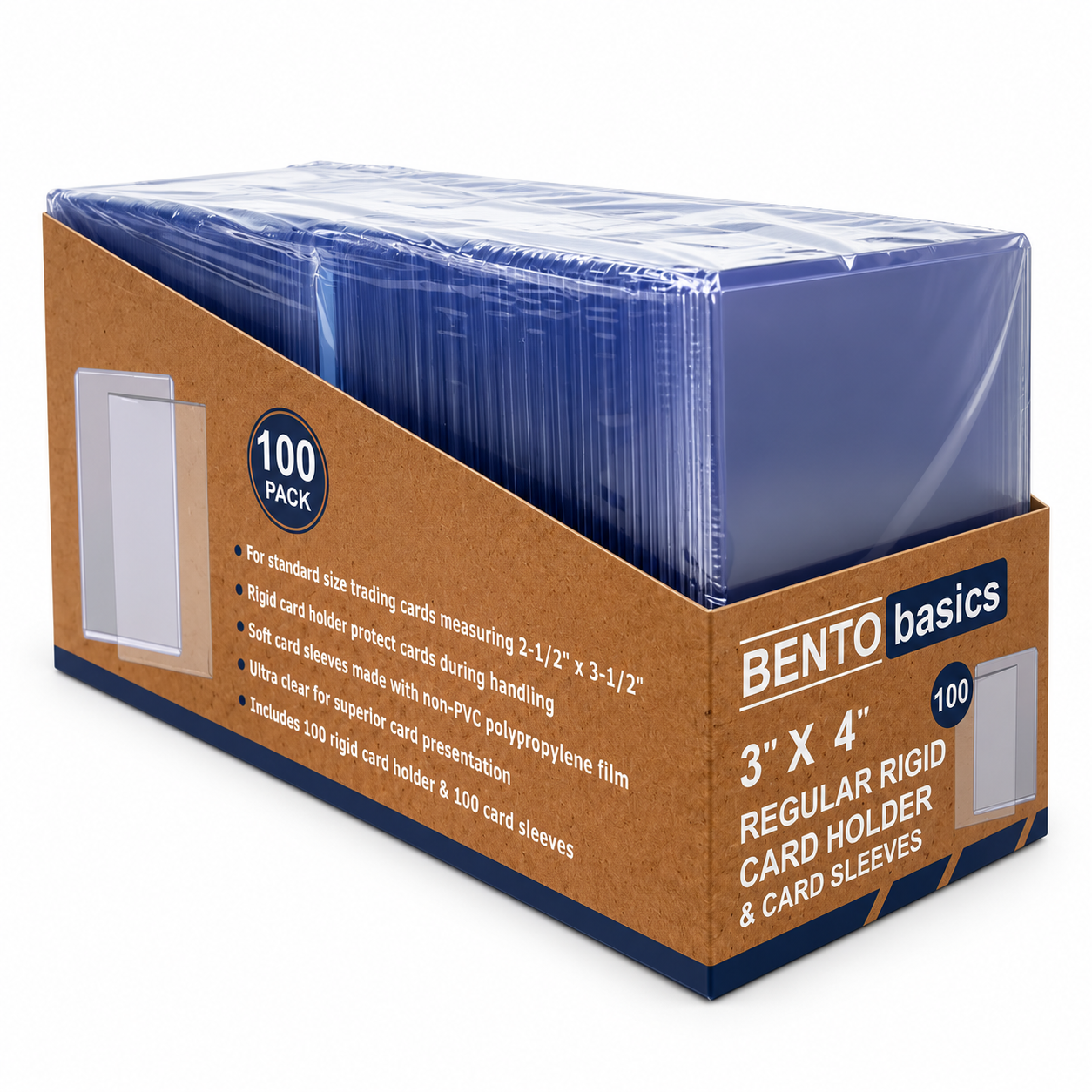 Bento Basics - 3" x 4" Clear Regular Toploaders and Soft Sleeves Bundle (100ct) for Standard Size Cards