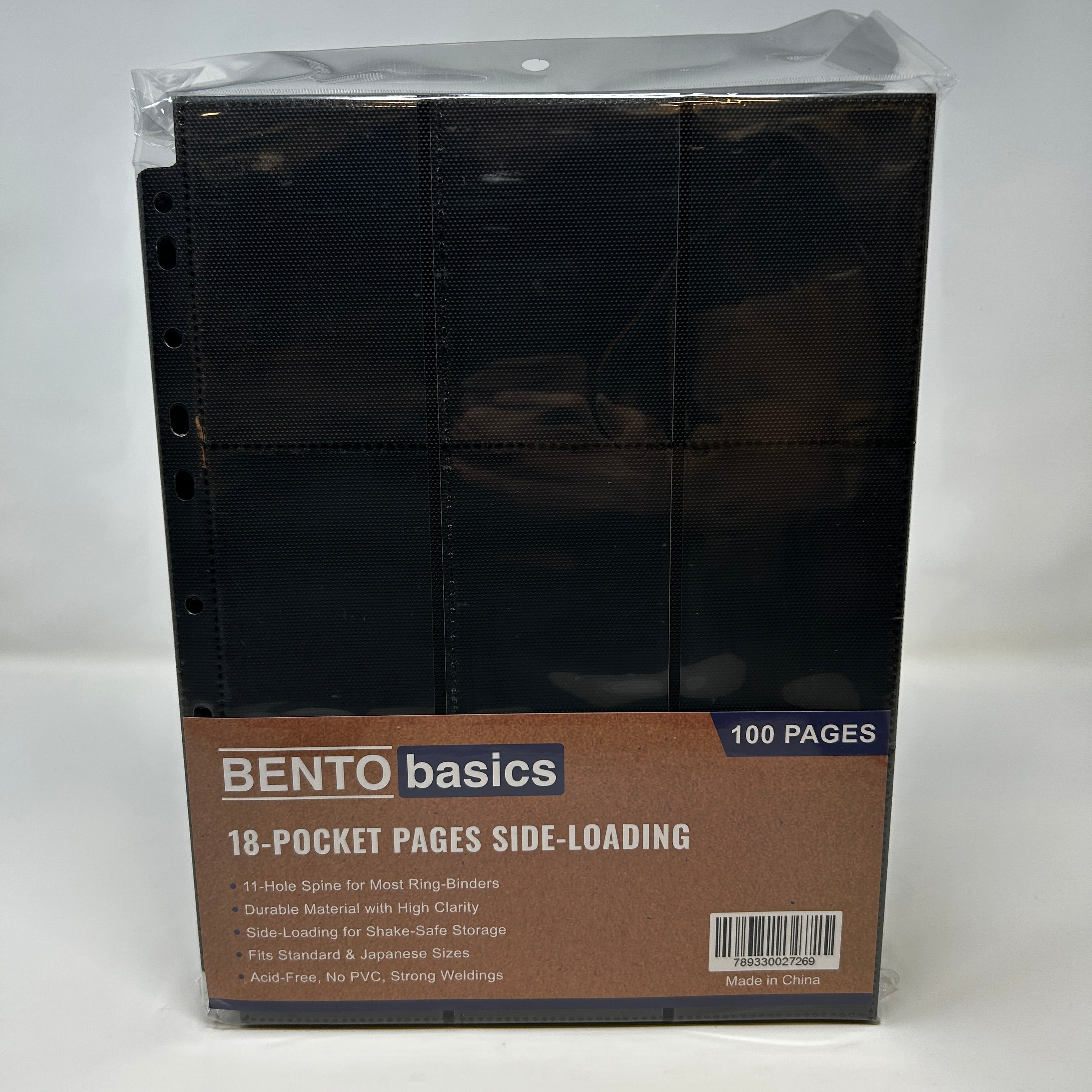 Bento Basics - 18-Pocket Pages Side-Loading (Black 100 Pages)