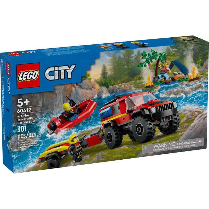 LEGO City 60412 4x4 Fire Truck with Rescue Boat