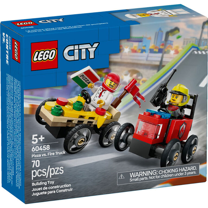 LEGO City 60458 Pizza vs. Fire Truck Race Car Pack