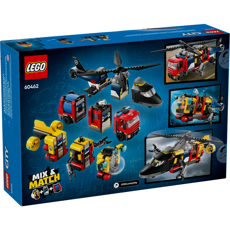 LEGO City 60462 Helicopter, Fire Truck & Submarine Remix