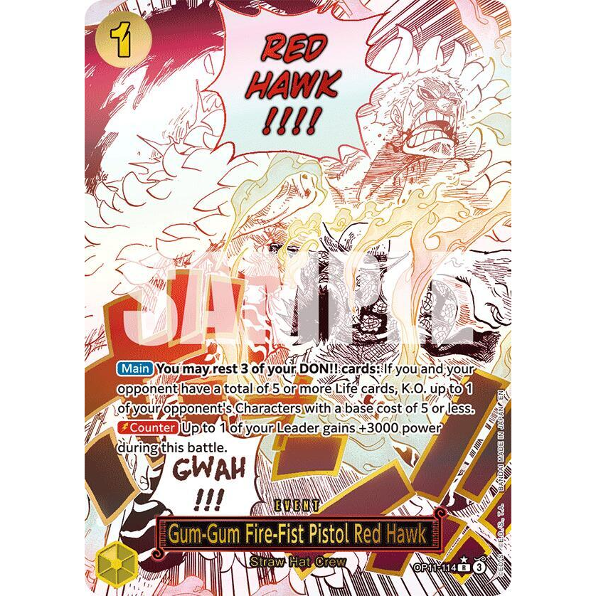 OPCG [OP11-114 R] Gum-Gum Fire-Fist Pistol Red Hawk (Alternate Art)