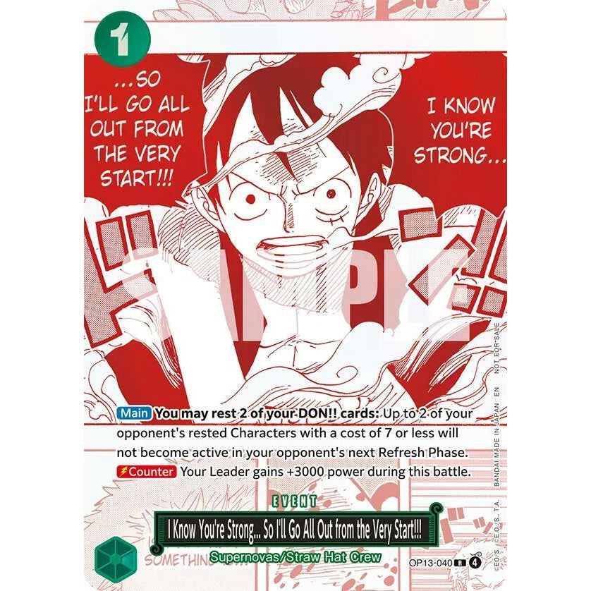 OPCG [OP13-040 R] I Know You're Strong... So I'll Go All Out from the Very Start!!! (3rd Anniversary Treasure Campaign Pack)