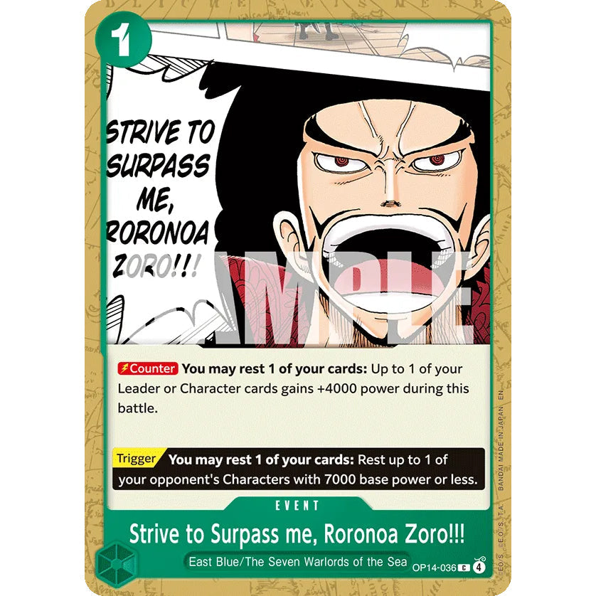 OPCG [OP14-036 C] Strive to Surpass me, Roronoa Zoro!!!