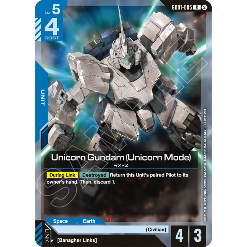 GDCG [SC01-GD01-005 R] Unicorn Gundam (Unicorn Mode) (REPRINT, NON-FOIL)