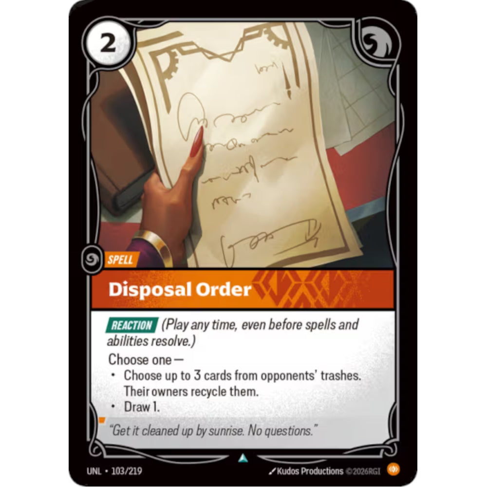 RFB [RFB03-UNL-103 UC] Disposal Order
