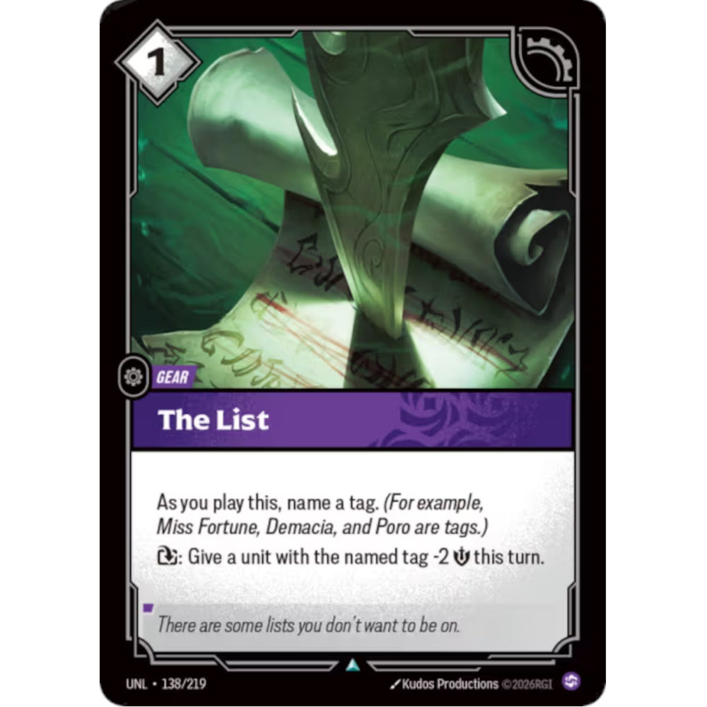 RFB [RFB03-UNL-138 UC] The List