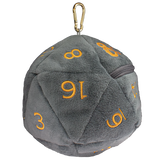 D20 Plush Dice Bag for Dungeons & Dragons Spelljammer Realmspace (Gray & Orange) (FINAL SALE)