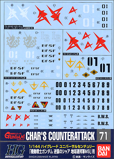 Gundam Decal 071 - 1/144 Char's Conter Attack Earth Federation Ver.